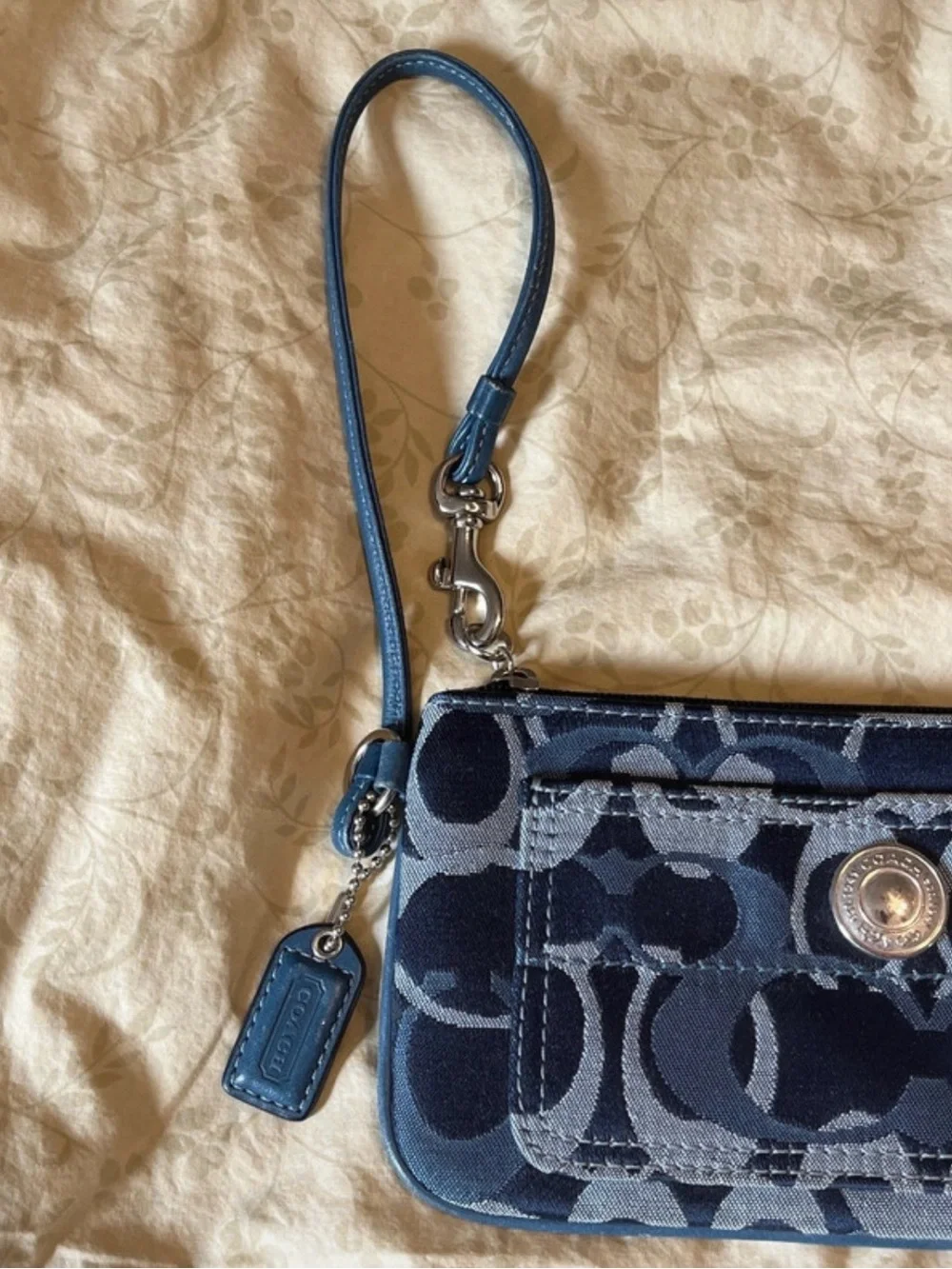 Coach signature wristlet blue jacquard vintage Y2K rare denim coin purse